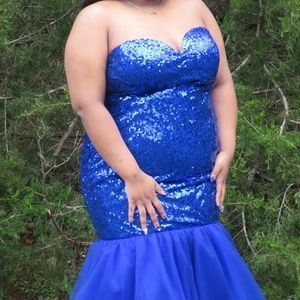 Royal blue sequence mermaid prom dress